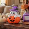 Autumn Seasonal Decorations Halloween Ghost Figurine, Cute Spooky On Pumpkin Decoration, Resin Small Ornament for Garden Tabletop with Witch Hat Desk