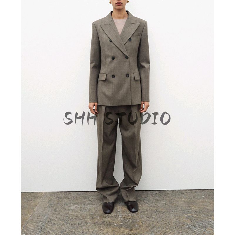 Spring New Women's Clothing Silm Suit Outwear 9901261 Wool Blend Casual Pleated Pants 9879261