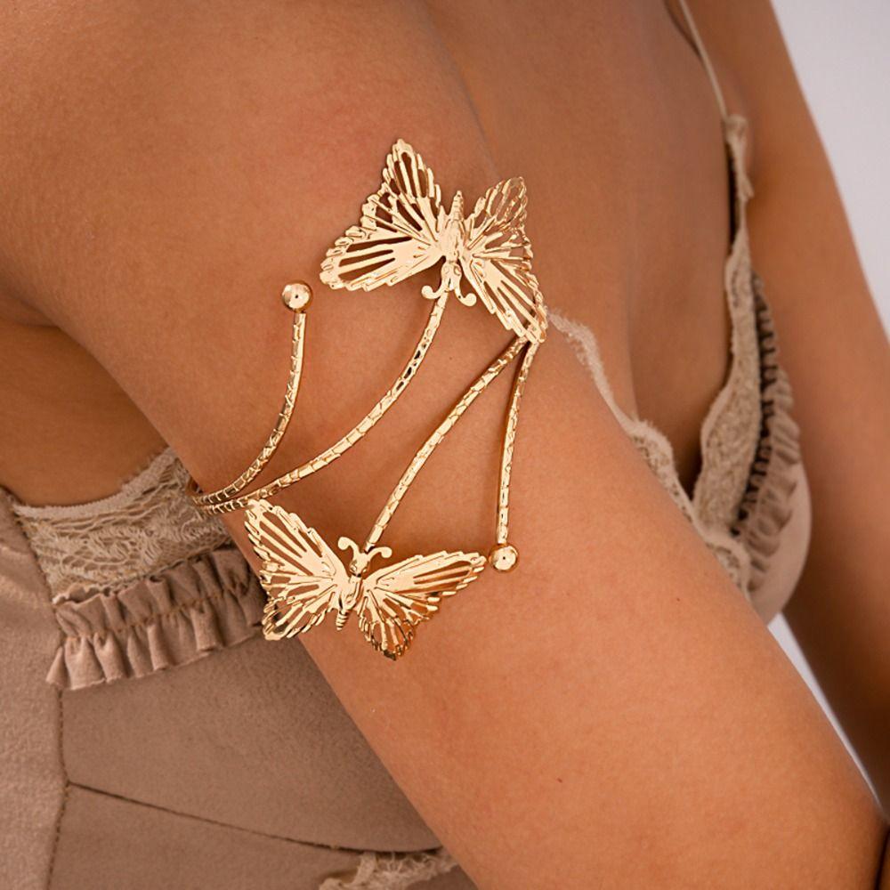 Adjustable Women Arm Bracelet Elegant Armlet Jewelry Trendy Metal Open Cuff Bangle  Summer