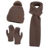 3Pcs/Set Thicken Knit Beanie Snood Set Warm Touchscreen Gloves  for Men Women