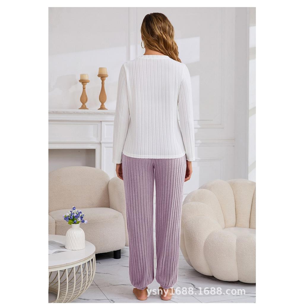 Four Season Style Love European and American Soft and Skin Friendly Comfortable Home Clothes, Long and Short Two-piece Set Pajamas