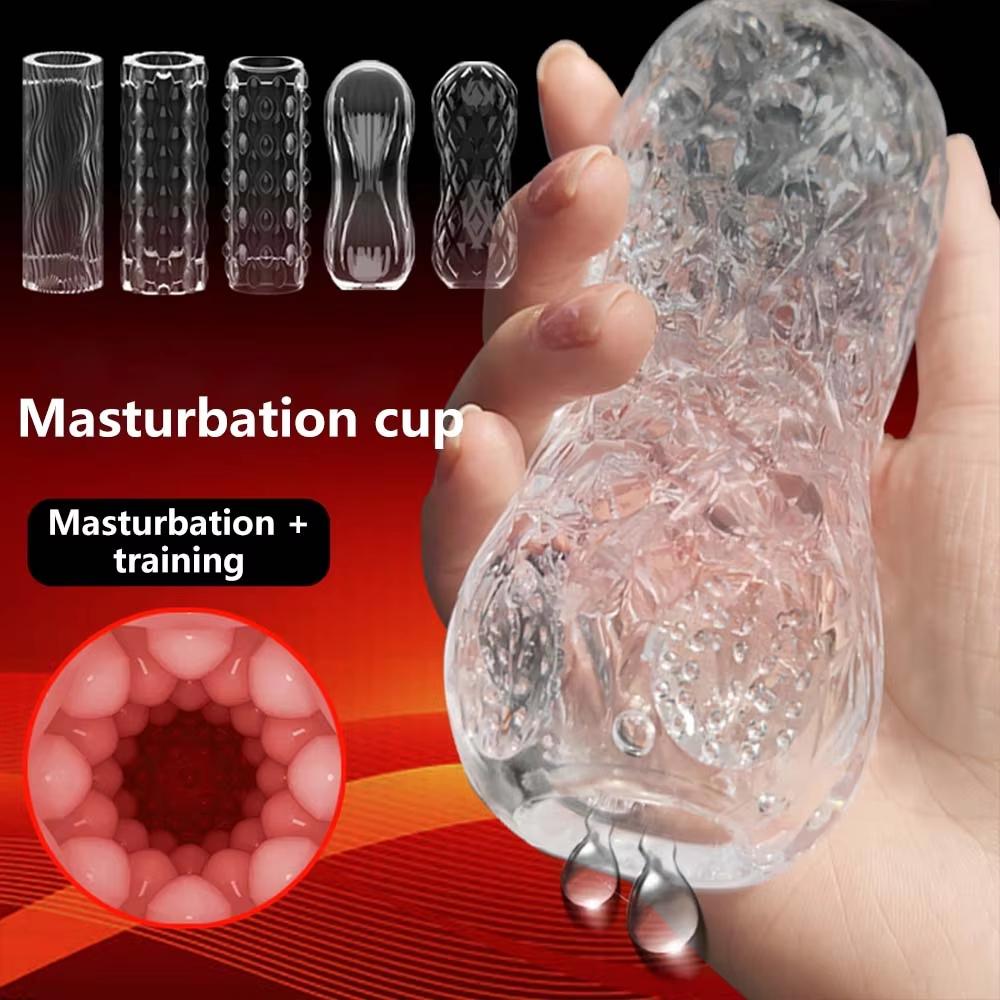 Male Masturbation Penis Pleasure Airplane Cup Device Soft Transparent Pocket Vaginal Sleeve Training Adult Pornographic Sex Toys