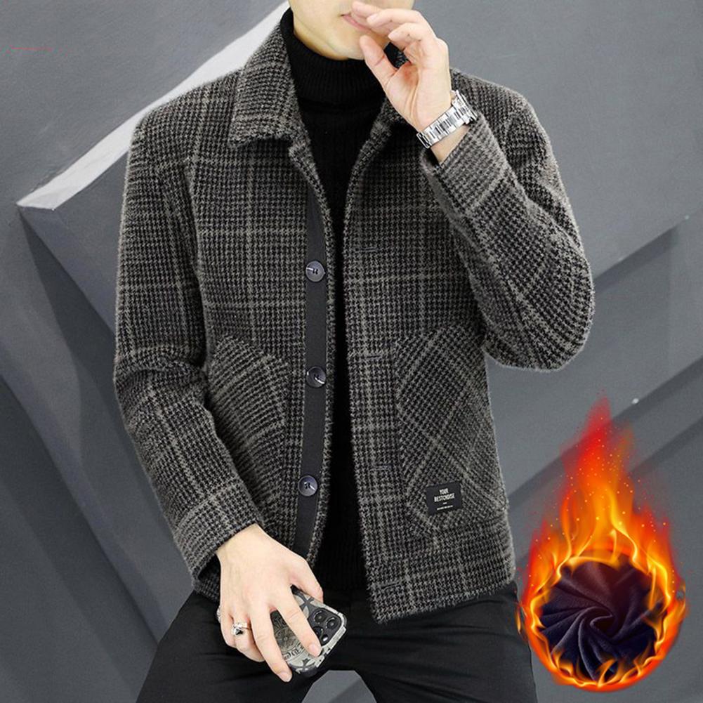 2025 Autumn Winter Mens Short Slim Fit Woolen Coat Single Breasted Casual Windbreaker Fashion Retro Trench Overcoat