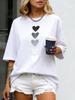 Heart Harajuku Graphic Print T-Shirt 90S Women Vintage T Shirt Y2K Summer Oversized Tees Gothic Punk Tops