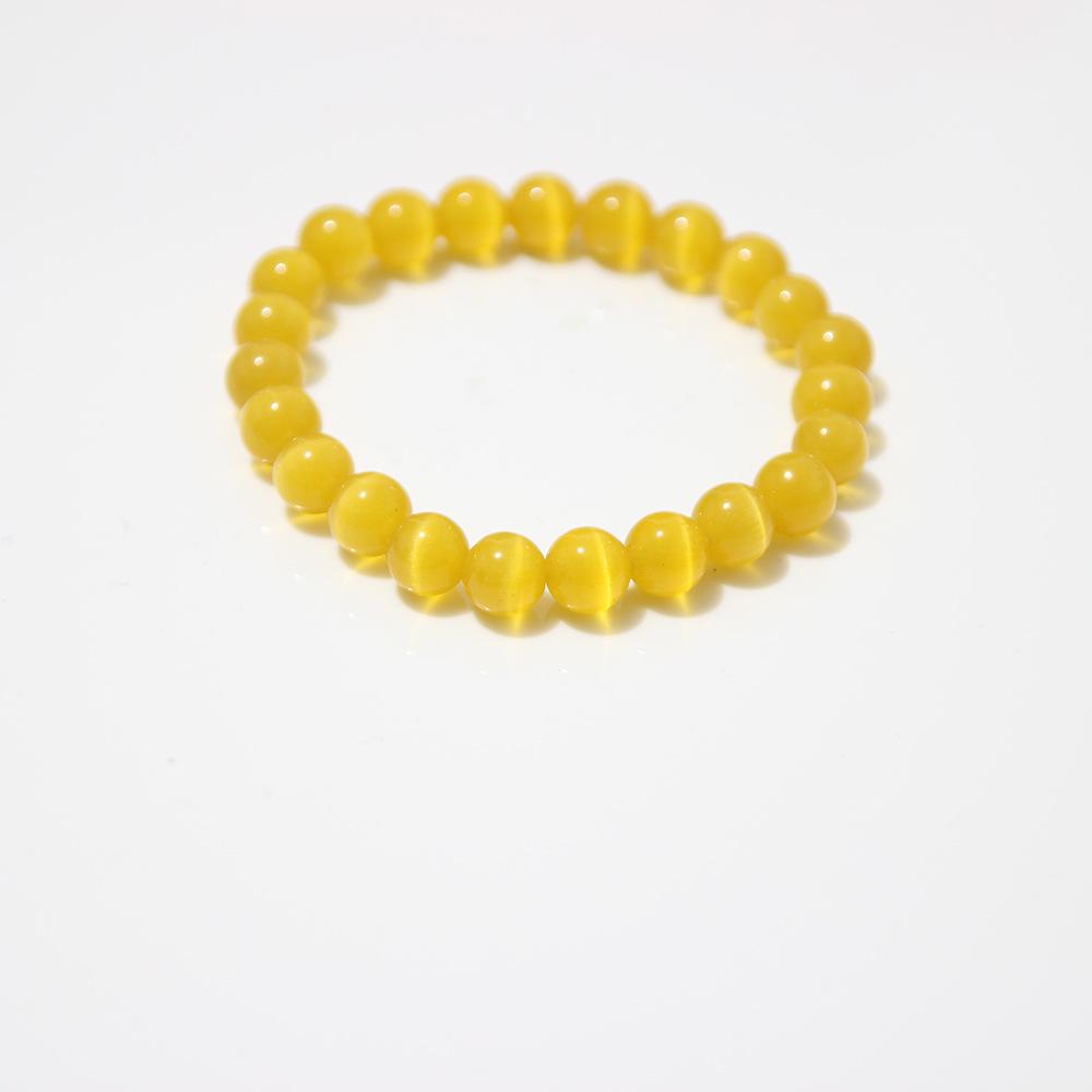 Sky Blue Cat's Eye Bracelet: Round Beads, Fresh Summer Crystal Jewelry for Women and Men