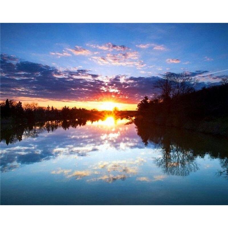 Full Drill Diamond Embroidery Mountains And Rivers Scenery Craft Kit 5d Diamond Mosaic Landscape Needlework Home Deco
