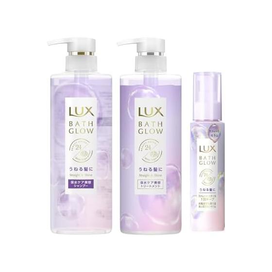 [Покупка комплектом] Шампунь + Кондиционер LUX Bath Glow для выпрямления и блеска (лечение) + Несмываемый крем-уход 3 шт. по 490 г + 100 мл каждый Волнистость