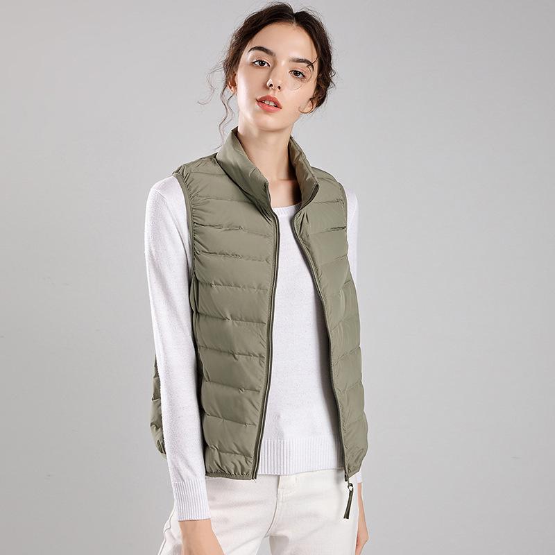 Neue leichte Daunenweste Weste Damen kurz Stehkragen dünn nahtlos integriert leichte Jacke Daunenjacke Futter