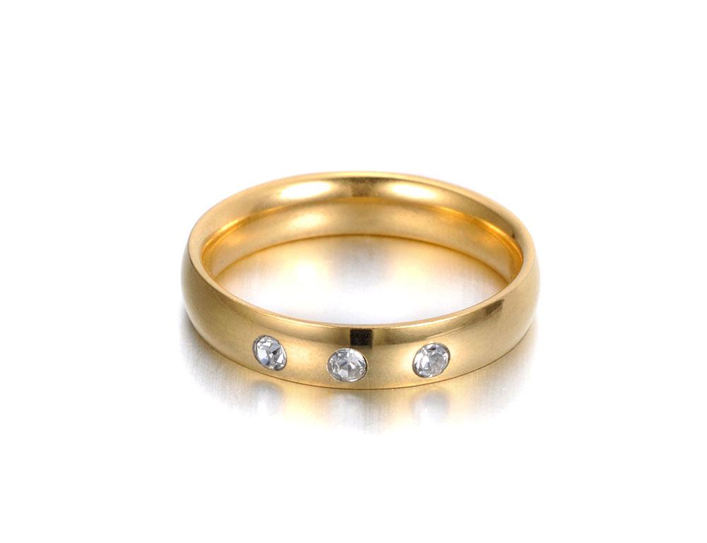 Trendy Gold Color s CZ Crystal Party Rings For Women Girls 316L Stainless Steel Wedding Engagement Ring Jewelry R19031