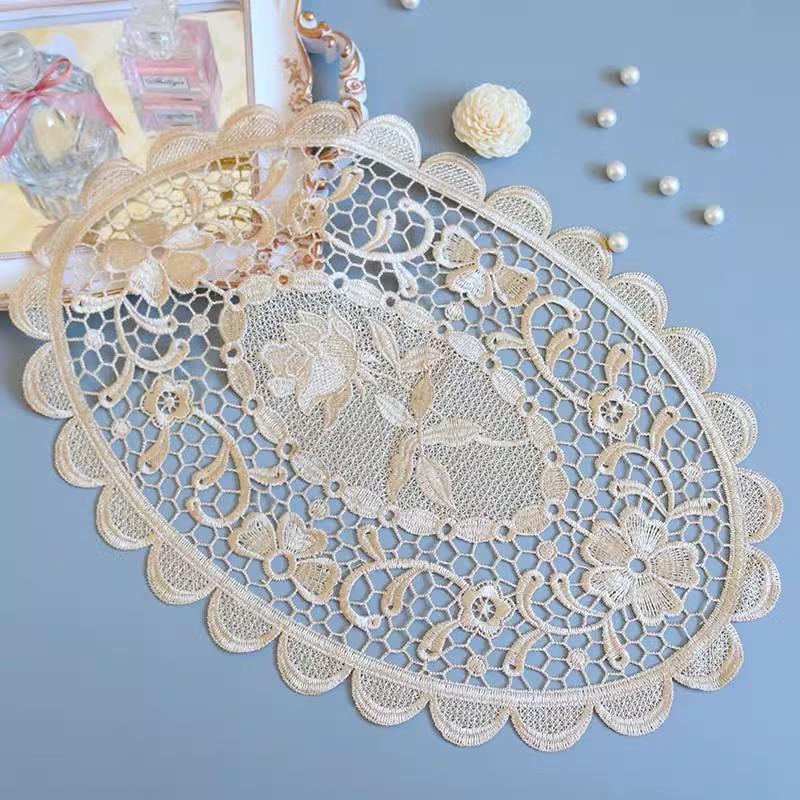 

Винтажная вышивка крючком шампанское овальная подставка под тарелку цветочный горшок бонсай мебель салфетка рождественская свадьба украшение для вечеринки Oval 30x45cm