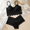 Womens Sexy Lace Bra Suit Solid Set Beautiful Back Lace Wireless Bra Panty Set