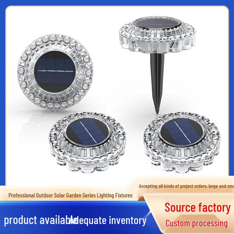 Waterproof Outdoor Solar Ground & Step Ice Brick Lamp for Garden, Courtyard, Lawn, Balcony Decor Ashtray Glass Light [Blue Light]