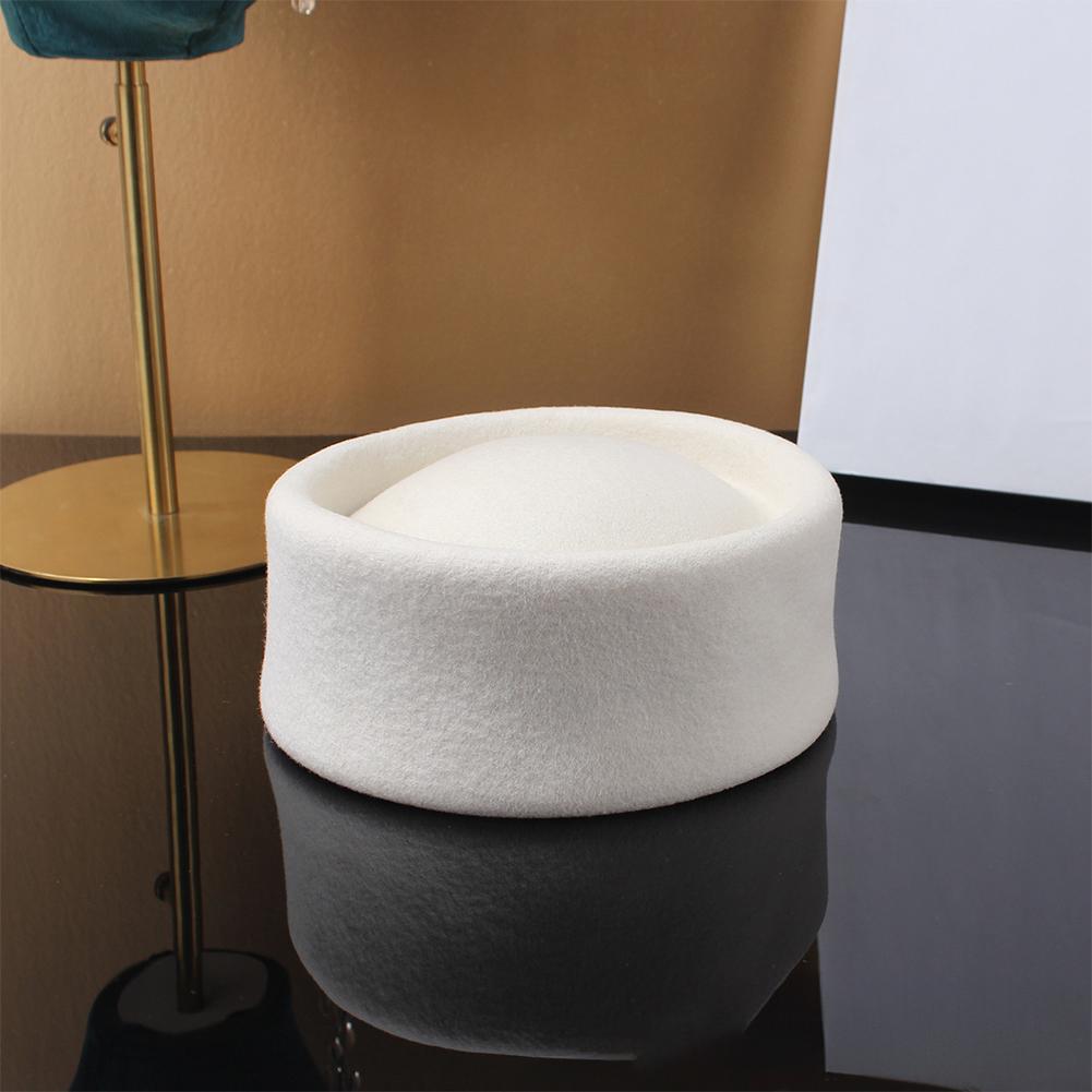 Women British Retro Wool Felt Beret Hard Concave Top Elegant Mini Hat For Formal Wedding Party Garment Accessory