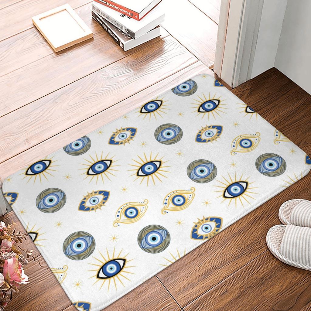 Turkish Amulet Mediterranean Evil Eye Doormat Non-Slip Bathroom Kitchen Mat Toilet Door Floor Entrance Carpet Rug