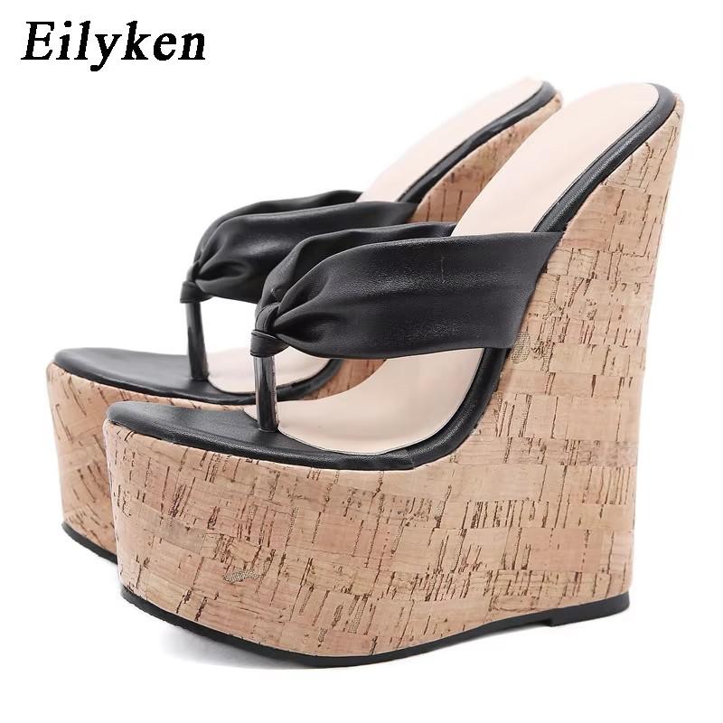 Eilyken Sexy Super 18CM High Heels Platform Wedges Pinch Slippers Women Sandals Mules Shoes Size 35-42