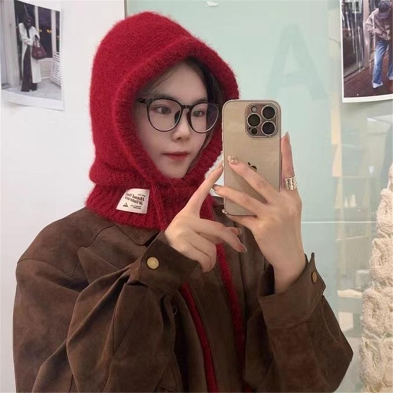 New Wool Blended Scarf Hat for Women October Siege All In One Winter Versatile Wool Knitted Student Scarf for Men