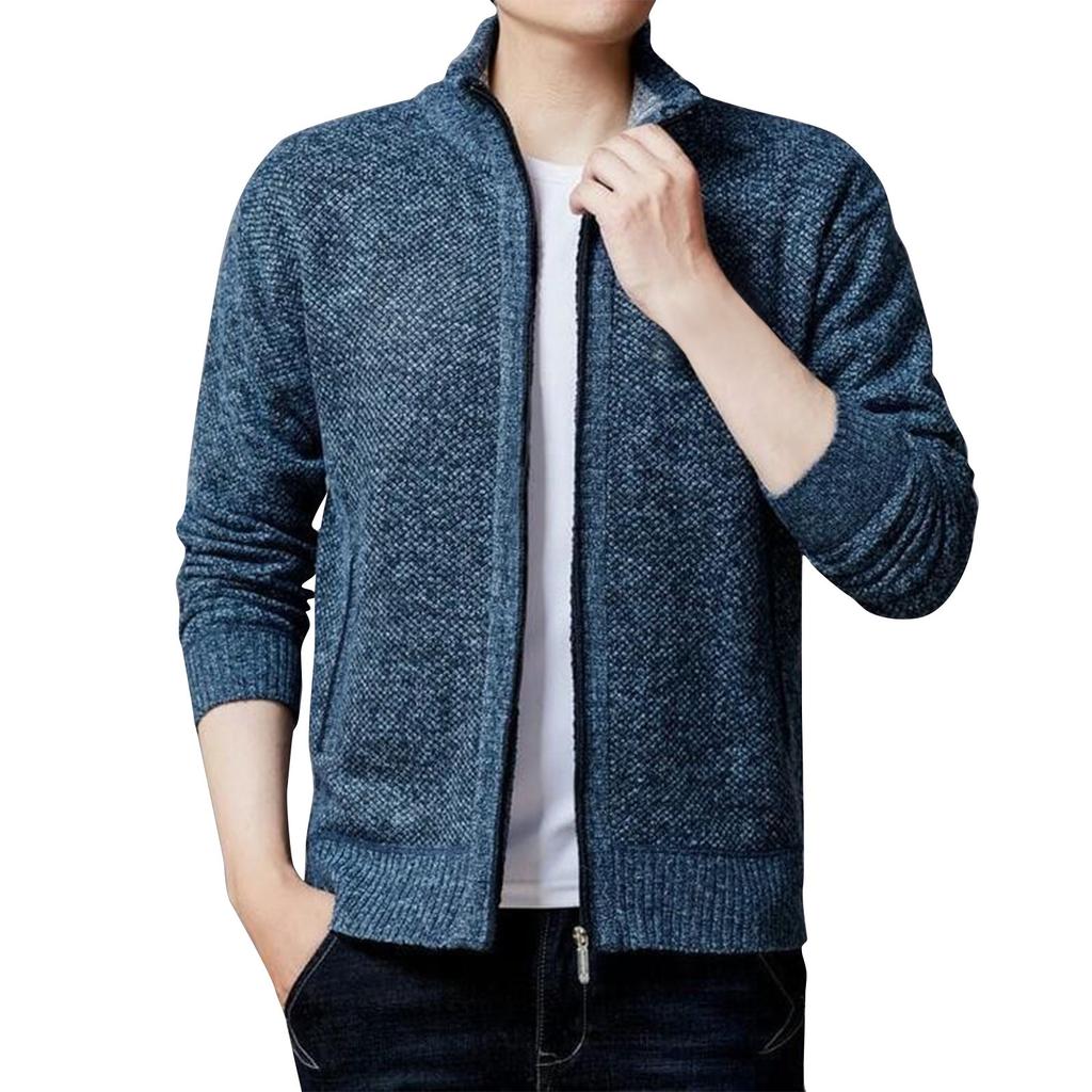 Men's Knitted Fleece Zipper Jacket Men's Sports Large Size Casual Jacket