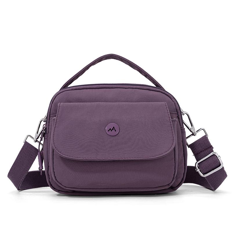 Borsa a tracolla da donna tinta unita a spalla in nylon leggera piccola quadrata