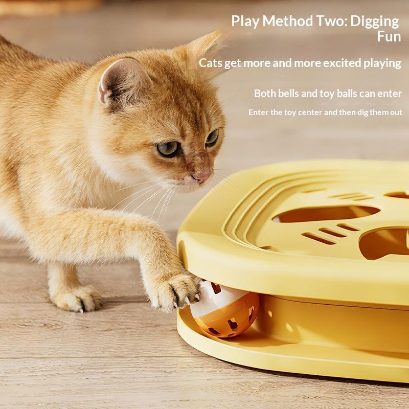 Interactive Cat Puzzle Toy Maze Game Kitten Turntable Track Roller Balls Toys With Feather Pets Self Entertainment Training Toy