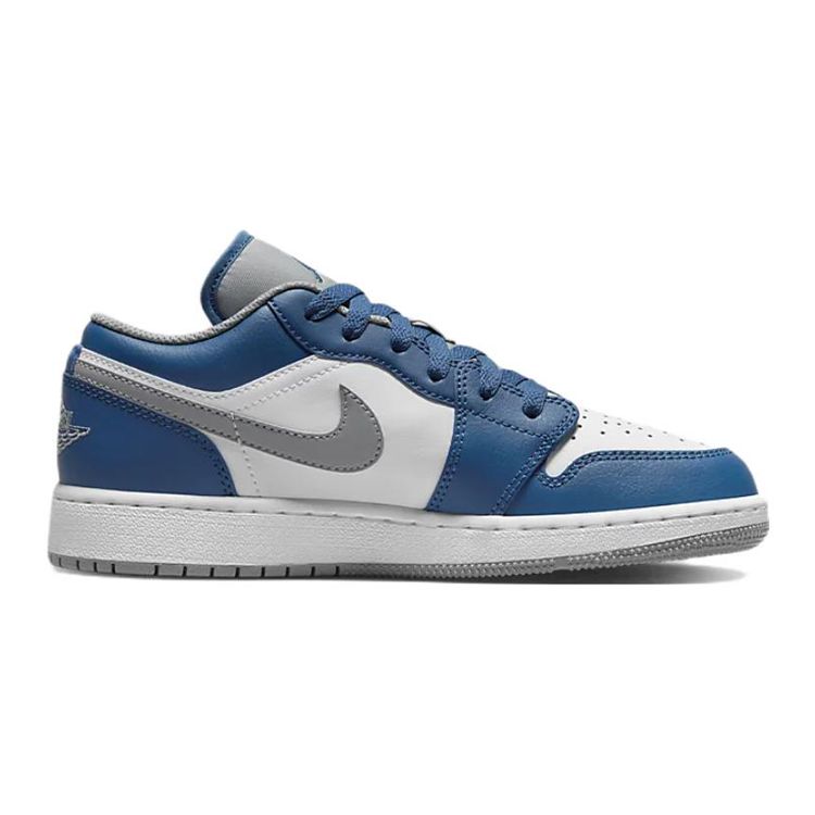 Air Jordan 1 Low GS True Blue Cement Kids Sneakers Cement-Grey White 553560-412