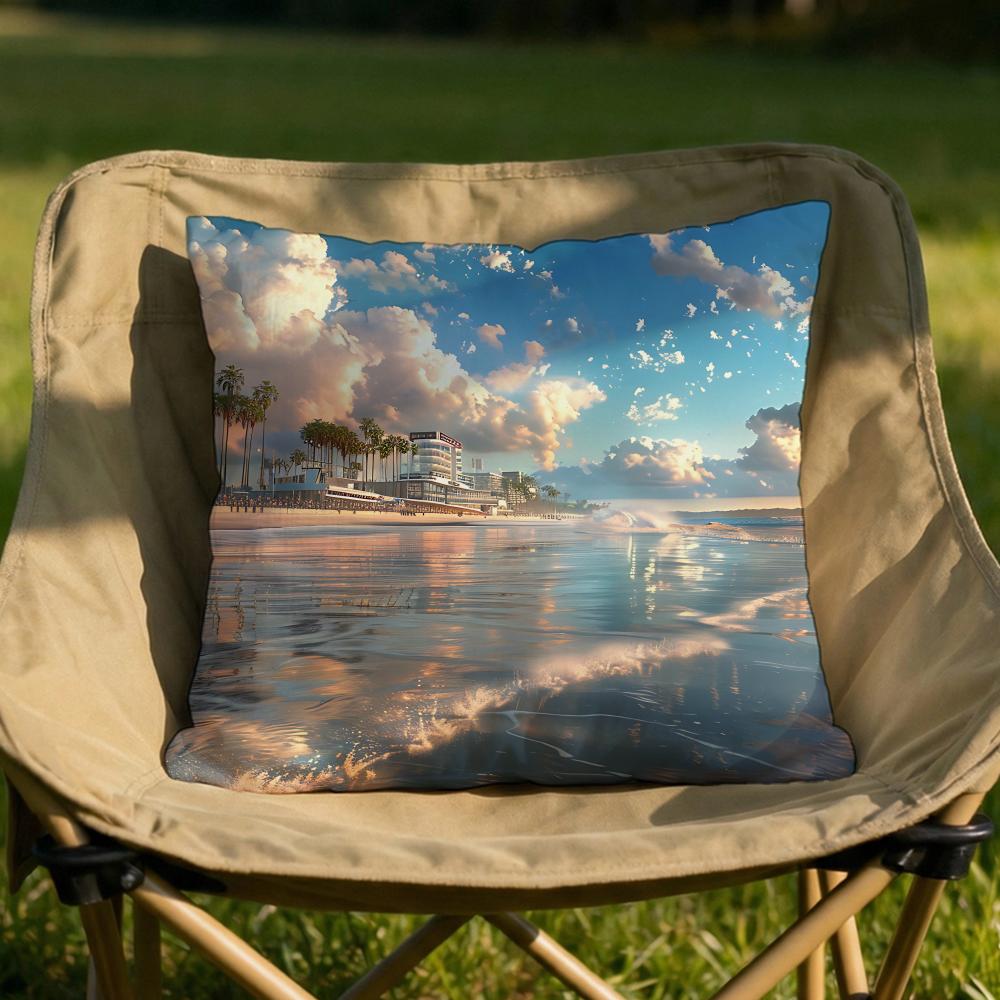 Beach Landscape Print Cushion Cover Soft Reversible  Durable Pillow Cover  MultiScene Use for Home  Car Daily Comfort
