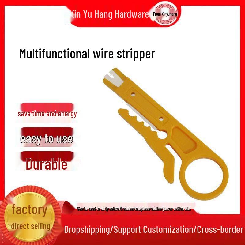 Compact Yellow Wire Stripper & Crimping Tool for Network Cables