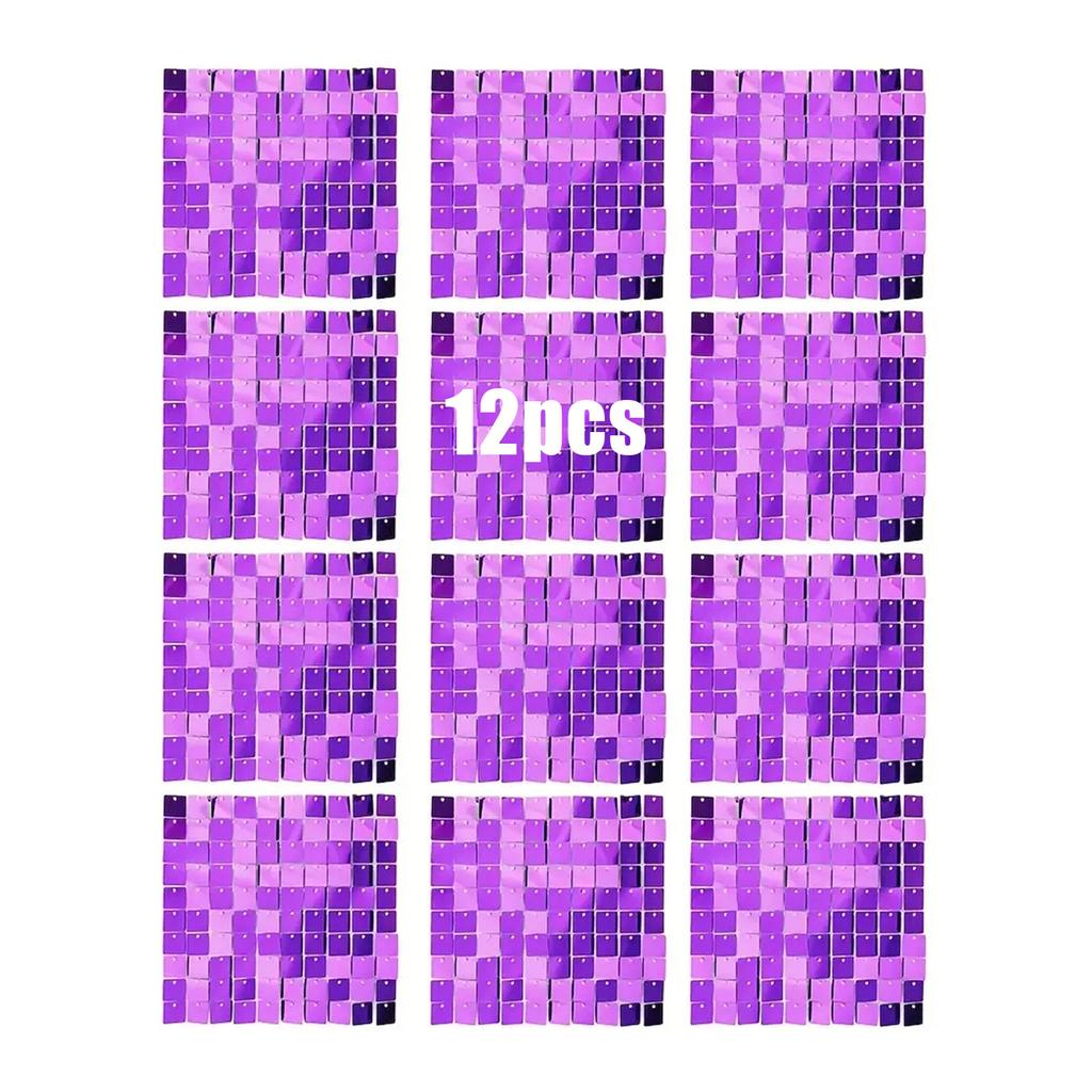 Shimmer Wall Backdrop Purple Wall Panels Square Sequin Shimmer Backdrop Decoration for Birthday Party,Wedding, Anniversary