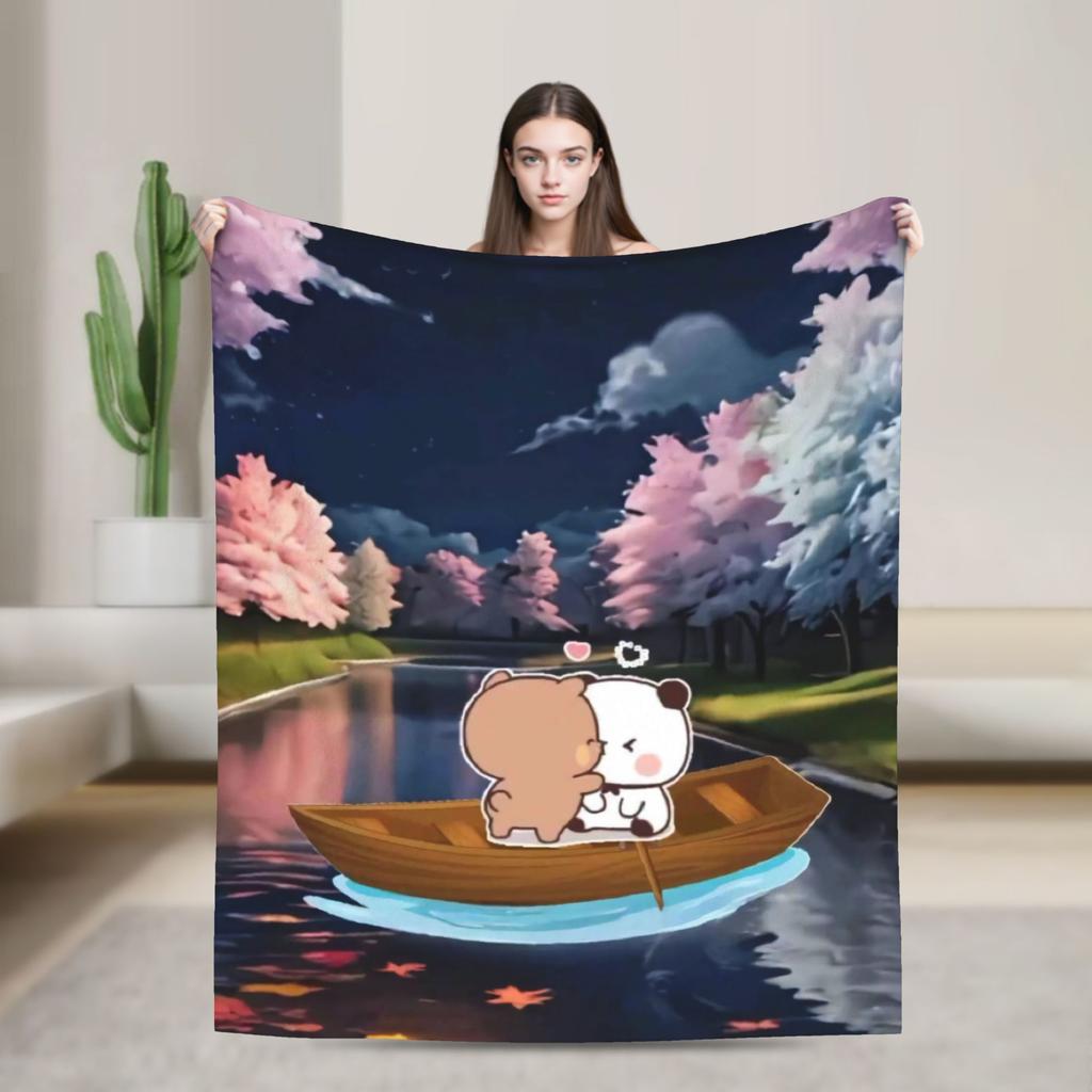 Bubu & Dudu Heart Love Plush Blankets Kids Adult Flannel Throw Blanket For Outdoor Super Soft Customized Quality Bedspread Gift
