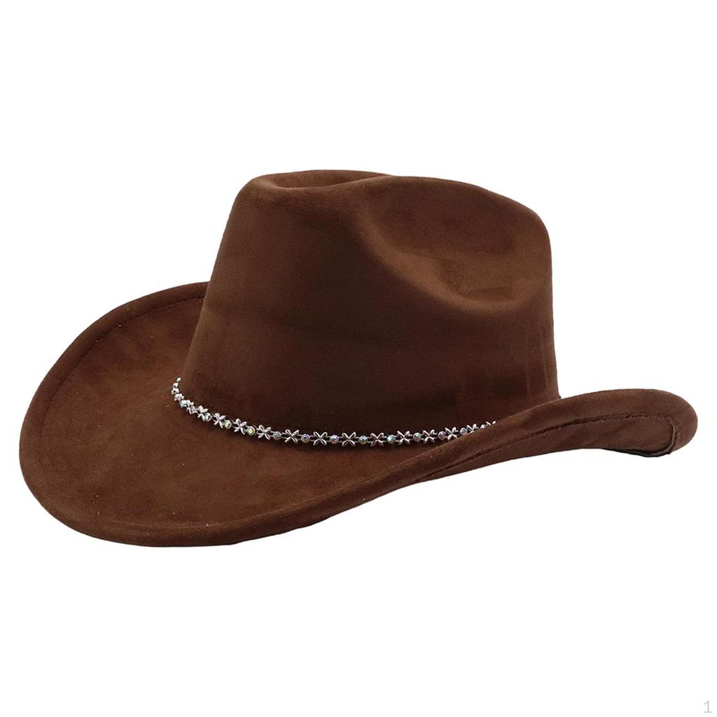 Adult Cowboy Hat, Wide Brim Western Headwear, Lightweight And Sturdy Polyester Party Suitable