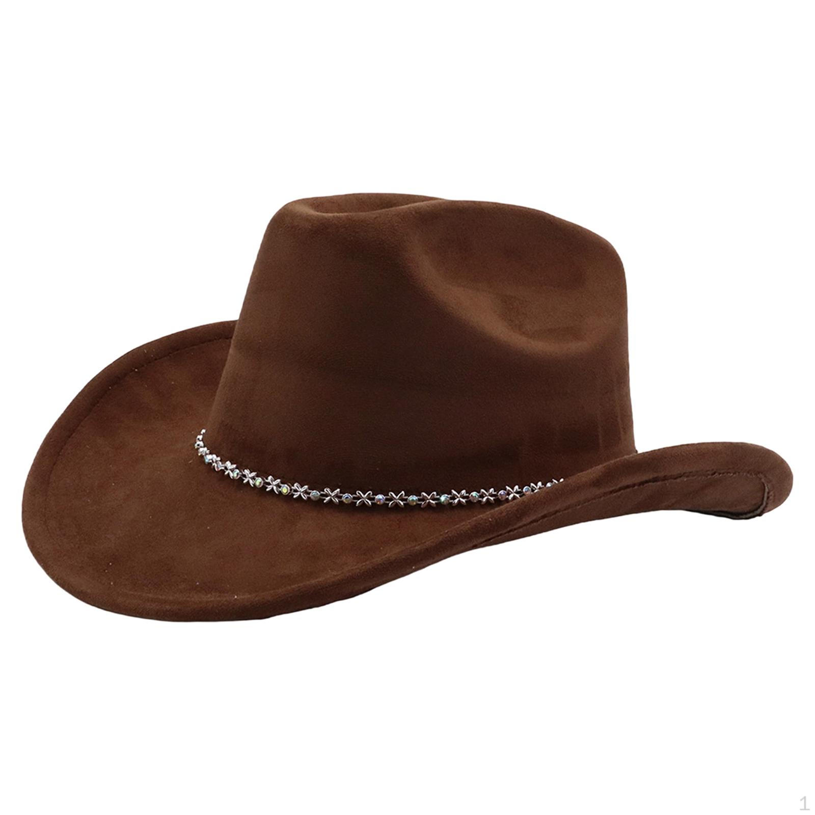 

Adult Cowboy Hat, Wide Brim Western Headwear, Lightweight And Sturdy Polyester Party Suitable Coffee
