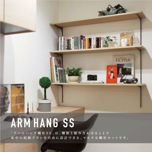 Nankai Plywood Arm-Hung Shelf Column SS, Shelf Bracket (for Wood Shelves), SS Black, 300mm Depth, Set of 2 (with Screws), SS-MD30B