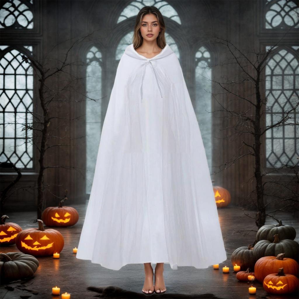 Sheer Hooded Cape For Halloween Costumes Lightweight Breathable Mesh Cloak Party Decorations Halloween Costume Accessory