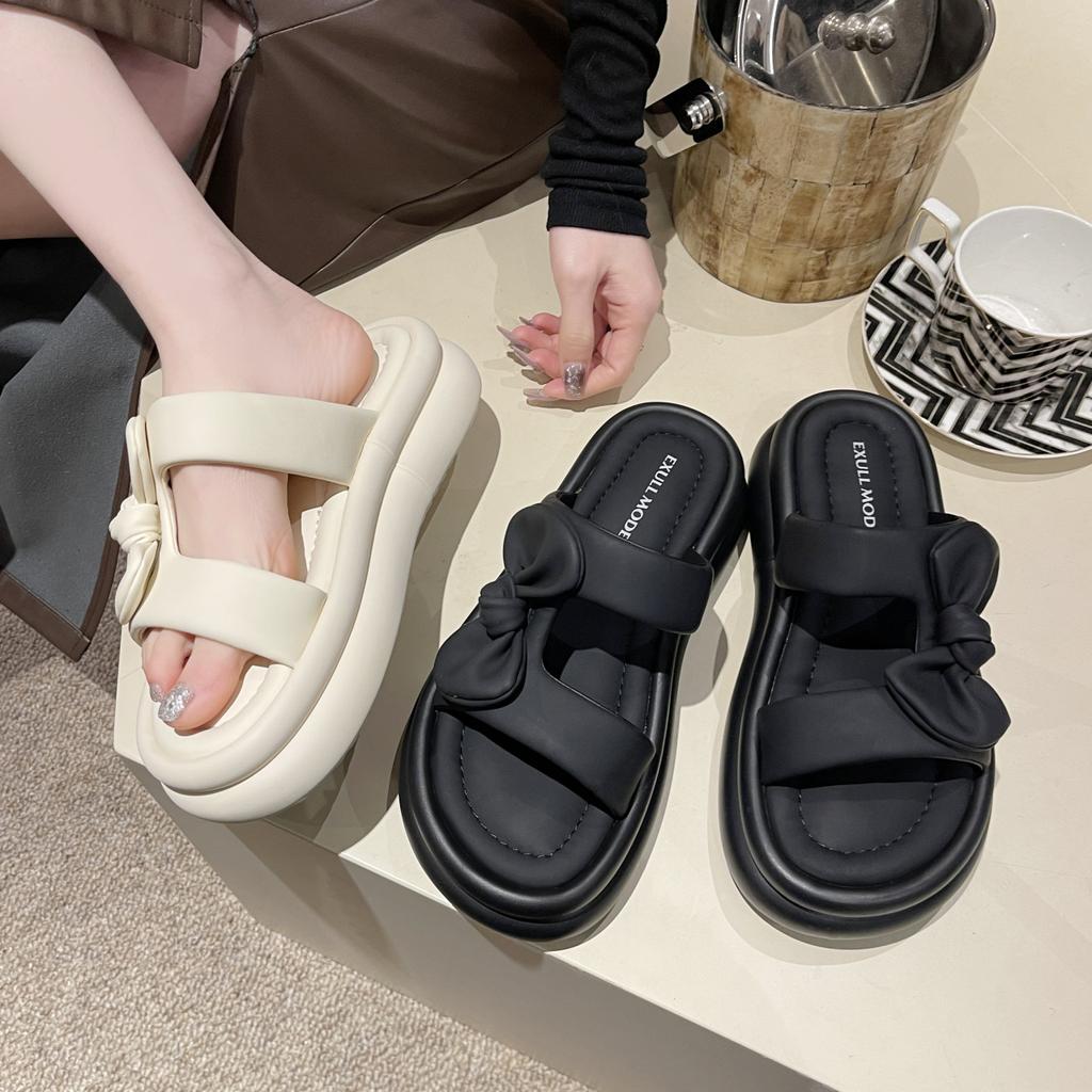 Thick-bottomed cool slippers for women's 2025 summer new casual soft-bottomed soft-sided muffin bottom heightening cool slippers for women