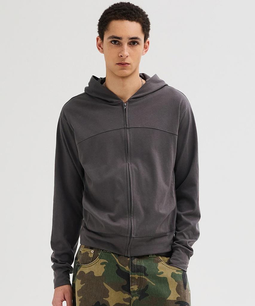 Leire Slim Fit Light Hooded Zip-Up [Charcoal]