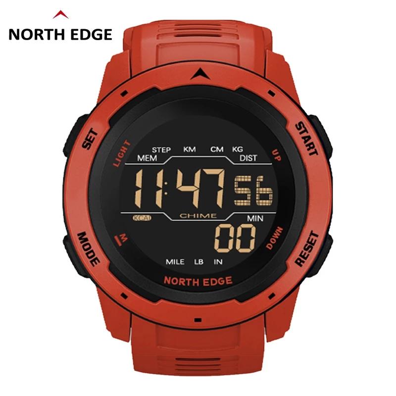 NORTH EDGE Men Digital Sports Watches Dual Time Pedometer Calories Alarm Clock Waterproof 50m Military Wristwatch Reloj Hombre