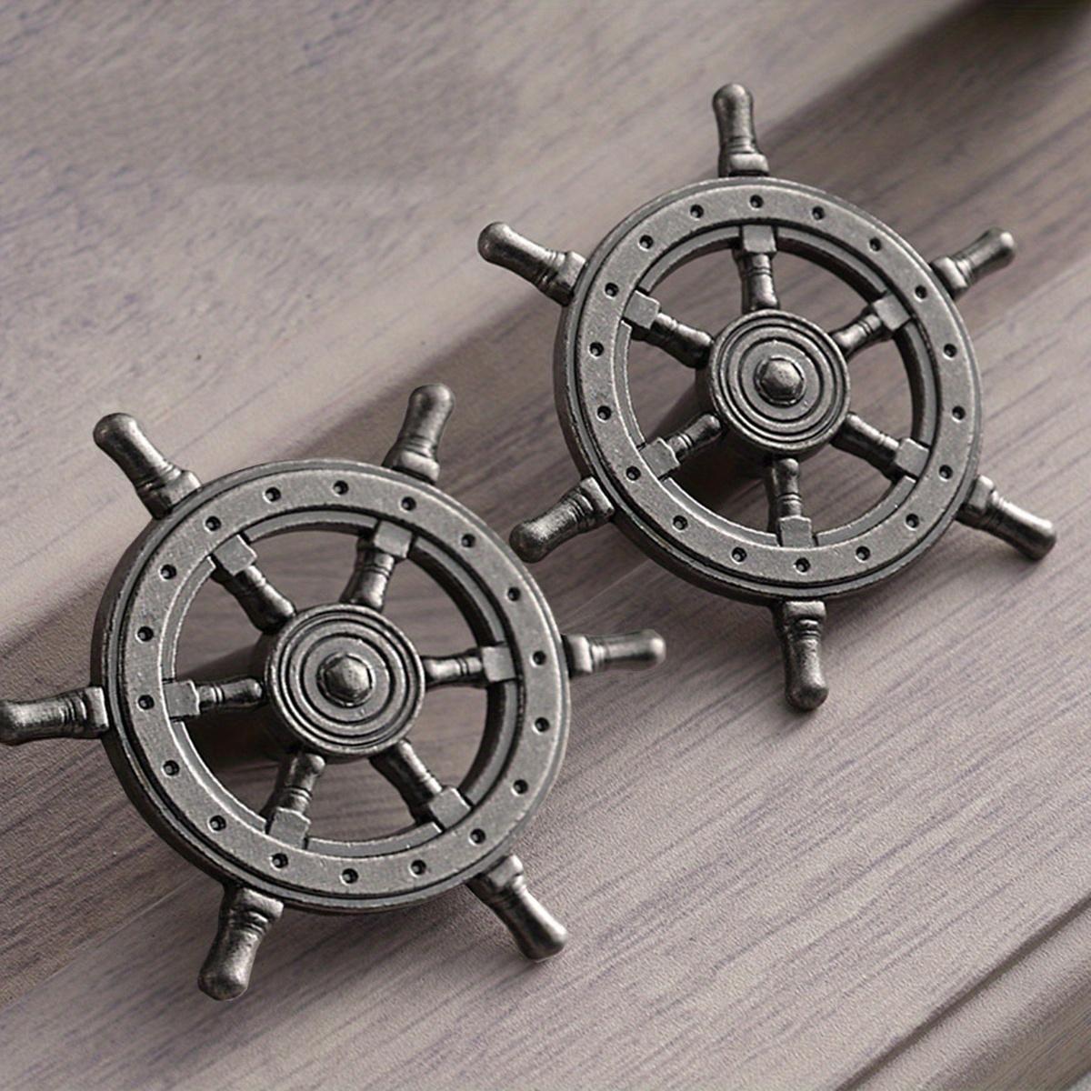 

1/2 шт. Винтажная ручка для ящика с одним отверстием, креативная ручка в виде штурвала корабля, ручка для кухонного ящика, шкафа в гостиной, двери гардероба 2pcs античный серебряного