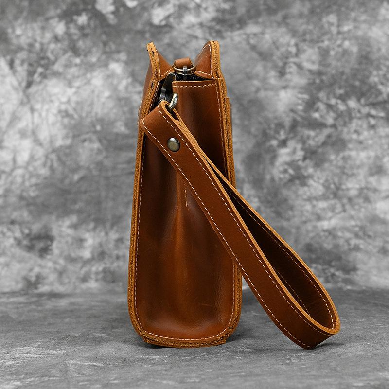 Handbag Business Wallet With Handbelt Large Capacity Men'S Handbag Crazy Horse Leather Retro Handbag First Layer Cowhide