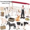 Farm Animal and Human Figures Playset with Fences: Rabbit, Sheep, Donkey, Cow - Parent-Child Simulation Toy