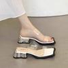 Fashion versatile women's design sense niche transparent cool slippers thick heel 2025 new popular slippers women's summer wear
