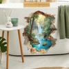 Creative 3D Wall-Cutting Waterfall Secret Realm Home Background Wall Decoration Beautification Stickers