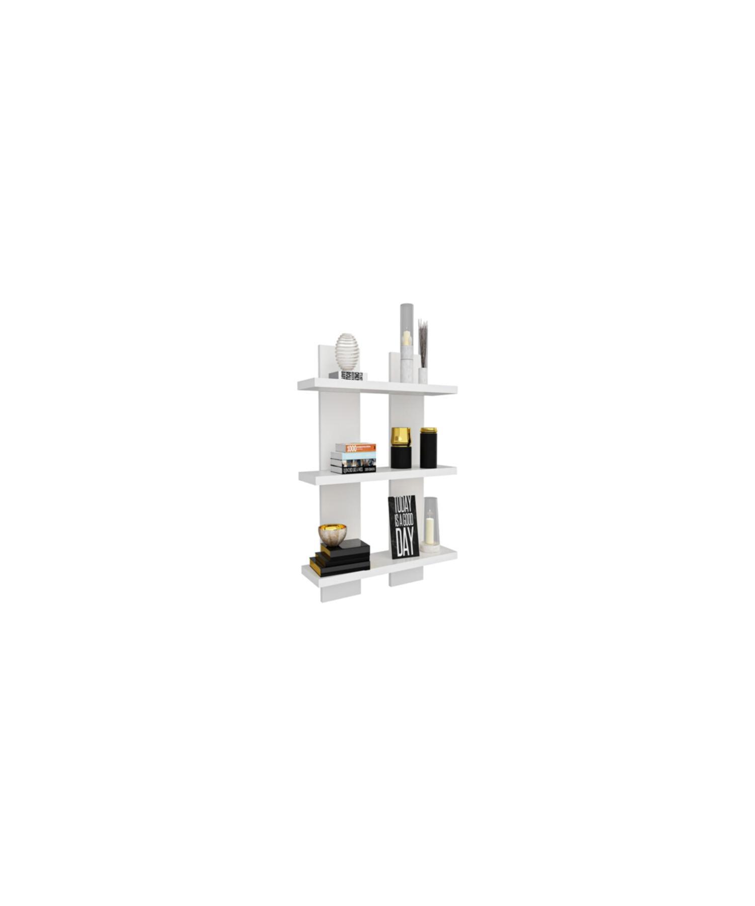 

Carnival White Color Decorative Modern Wooden 3 Tiers Wall Shelf