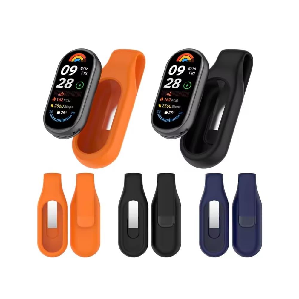 Silikonhülle für Google Fitbit Air Xiaomi Mi Band 10 9 8 Stahlclip-Schnallenhalter Sportabdeckung TPU Stoßfeste Hülle Clip-Schnalle