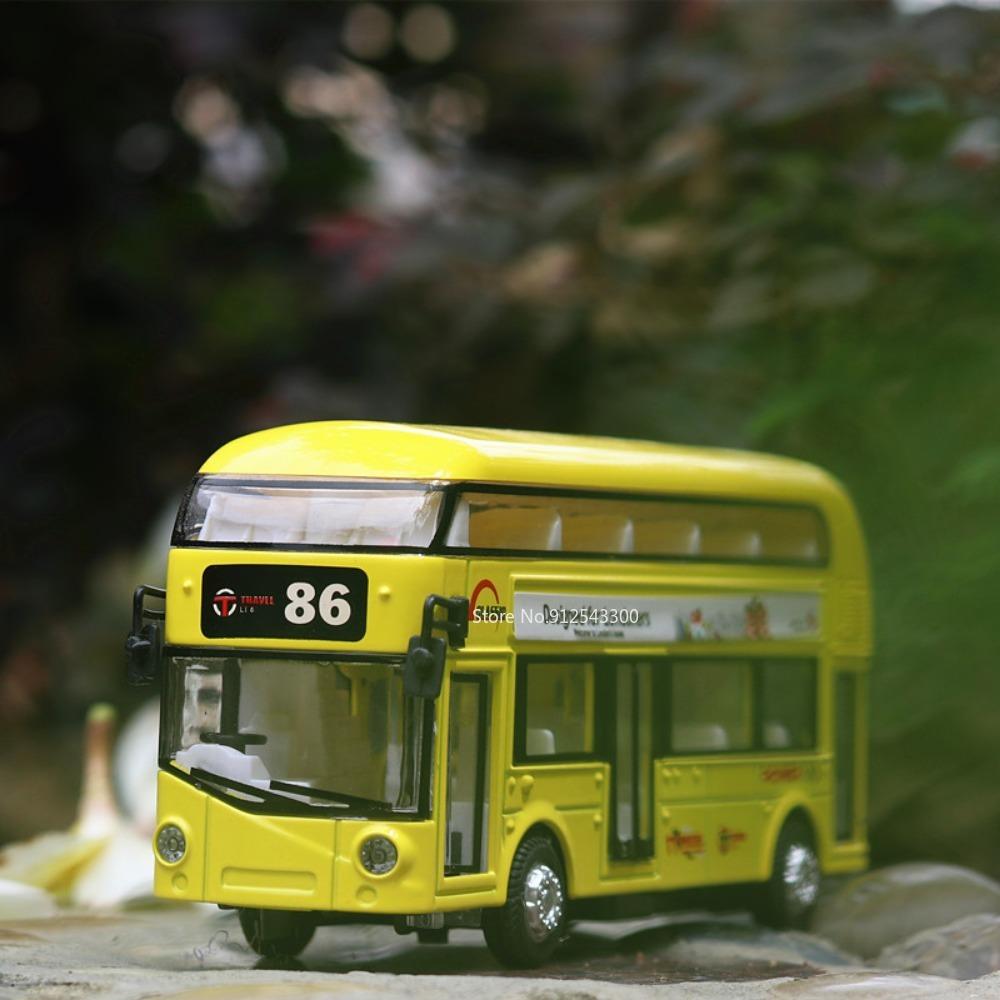 1/36 Double-decker Bus Model Car Toy Alloy Diecast Sound Light Metal Vintage London Autobus Models Toys Collection Kids Gifts