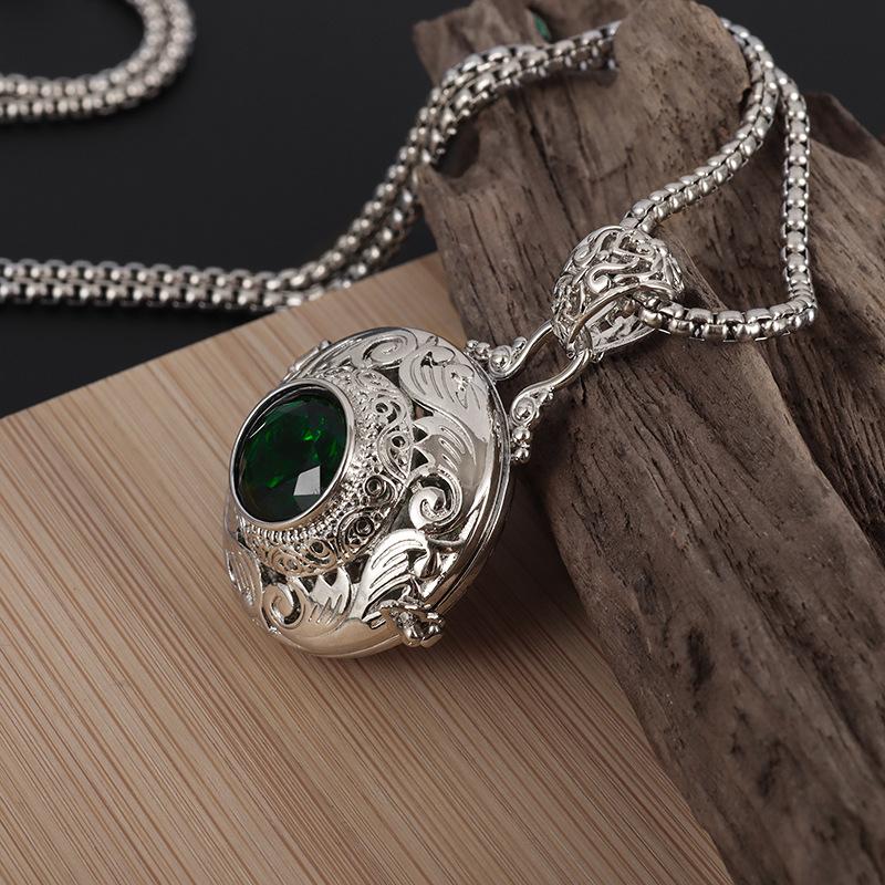 Retro Costume Incense Ball Balls Wrapped In Floral Pattern Hollow Wool Necklace Pendant for Women Versatile