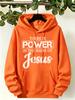 There Is Power Jesus Printing Womens Hoodies Korean Loose Hoody Fleece Pocket Unisex Clothing Autumn Casual Female Sportswear
