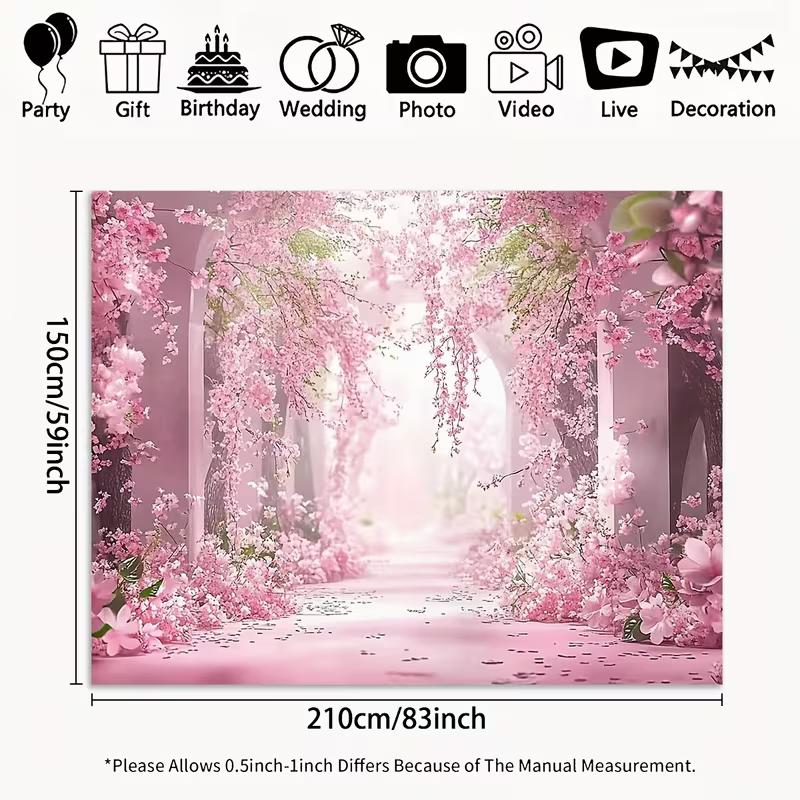 2D Pink Cherry Blossom Path Backdrop Spring Sakura Photography Background