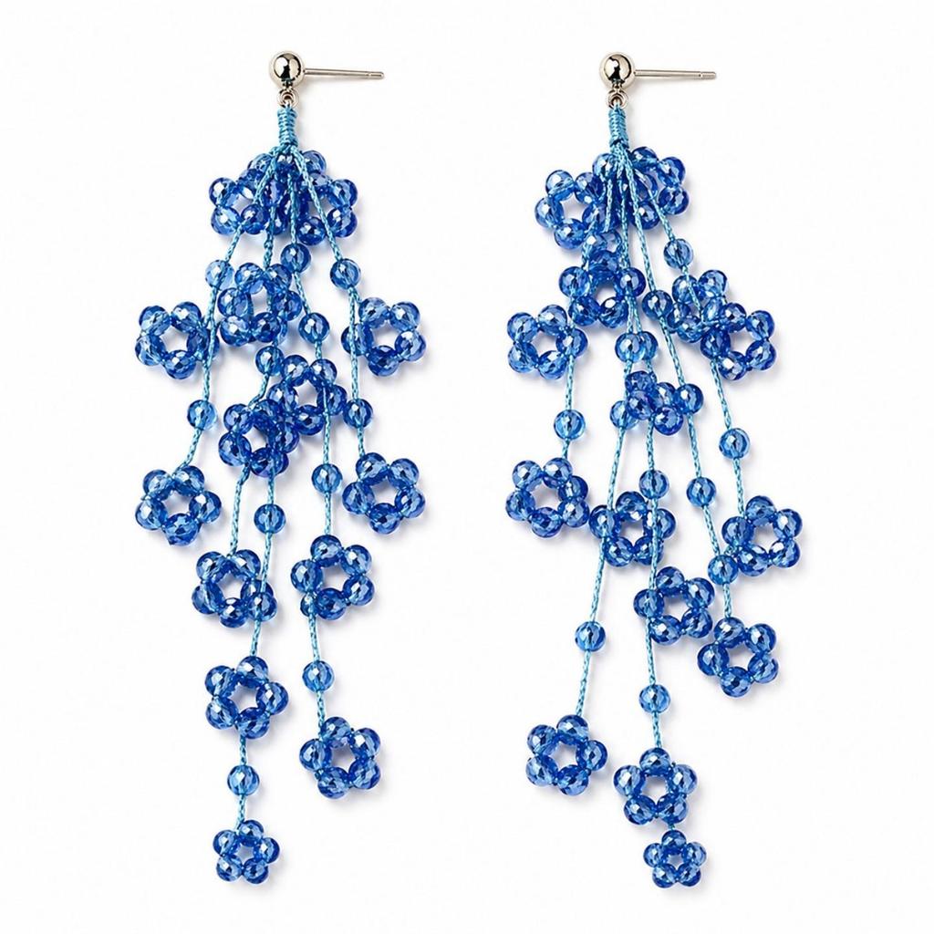 Orecchini a Fiocco in Vetro Blu Vintage - Ornamento dal Design Retrò