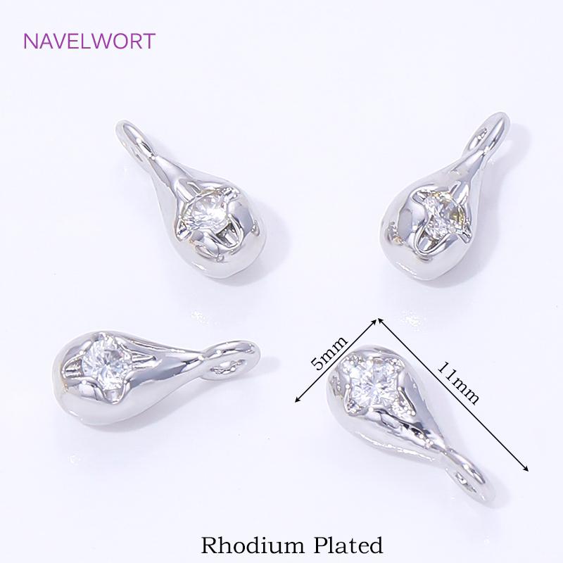 

18K Gold Plated Drop Pendants Charms For Jewelry Making Supplies,Brass With Zircon Decorative Pendants,DIY Bracelets Accessories 5 pieces
