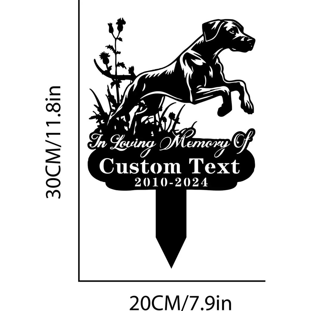 Personalisierter Rhodesian Ridgeback Hund Metallschild mit Pfahl, Haustiermemorial Garten Geschenk, Individuelles Andenken für Hundeliebhaber