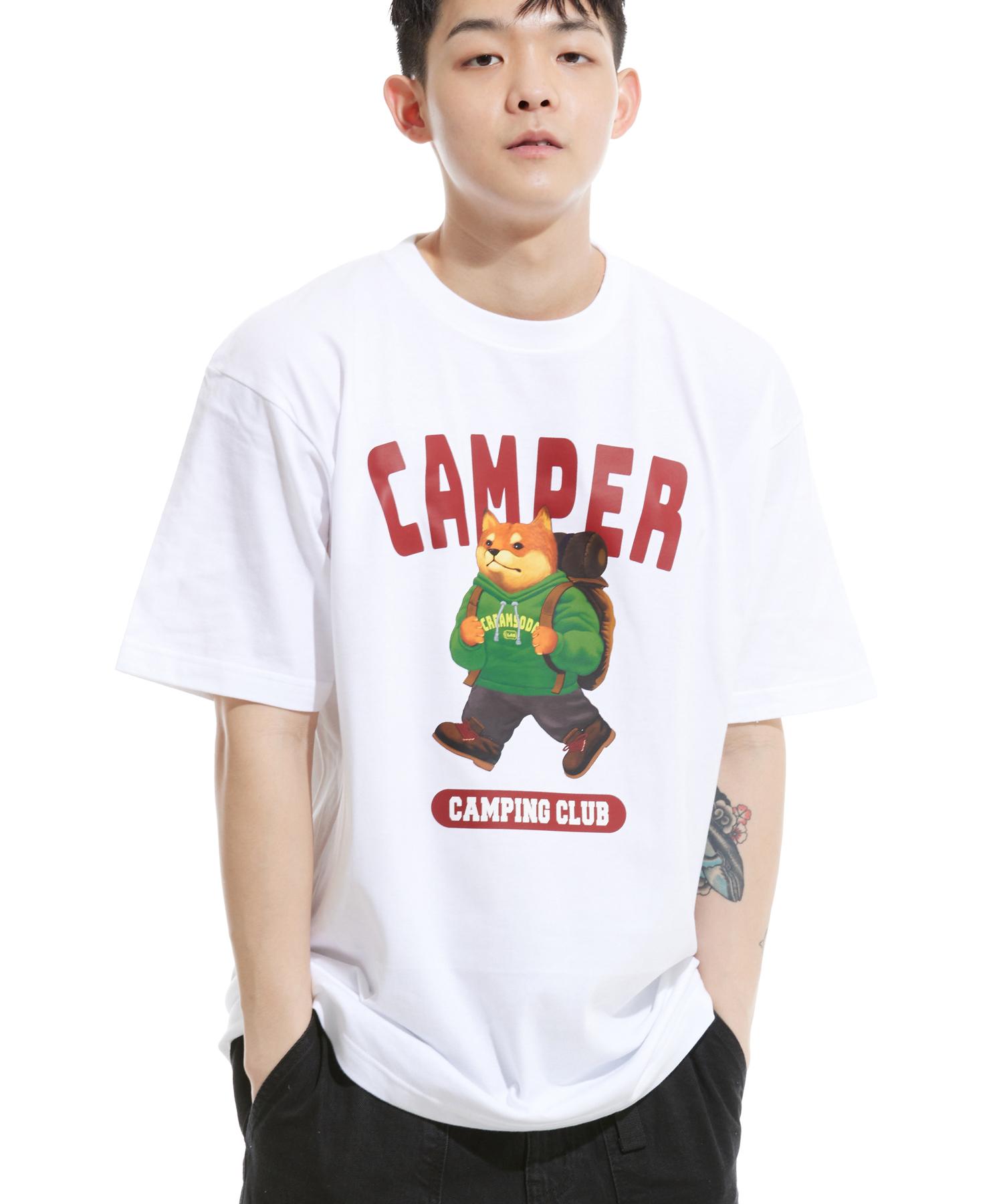 Cream Soda Lab Camping Club Short Sleeve T-Shirt White Burgundy L
